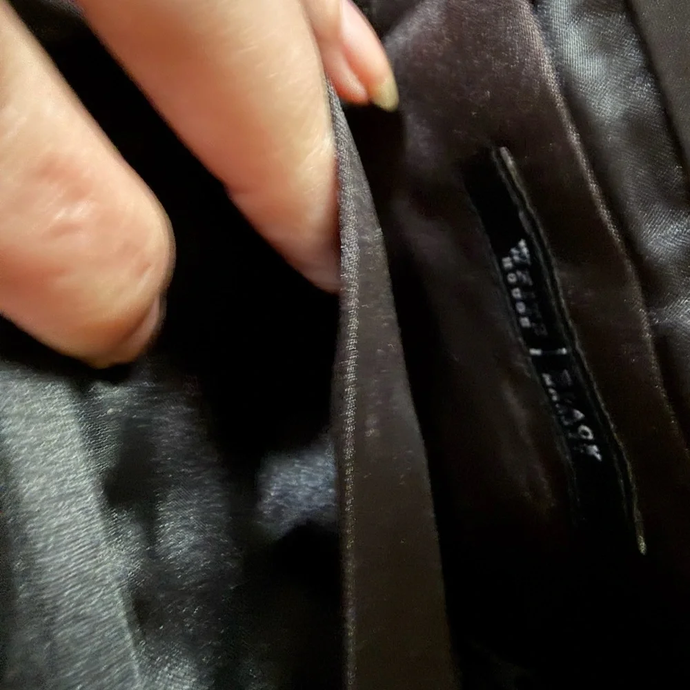 White House Black Market Black Satin/Organza Evening Clutch with Silver Hardware - Picture 6 of 8
